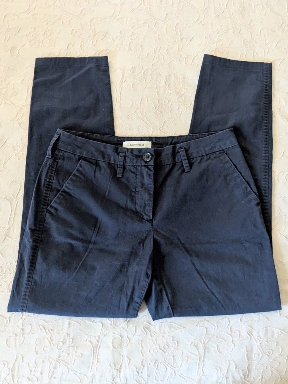 COUNTRY ROAD 0 XS Dark Navy Blue Crop Chinos